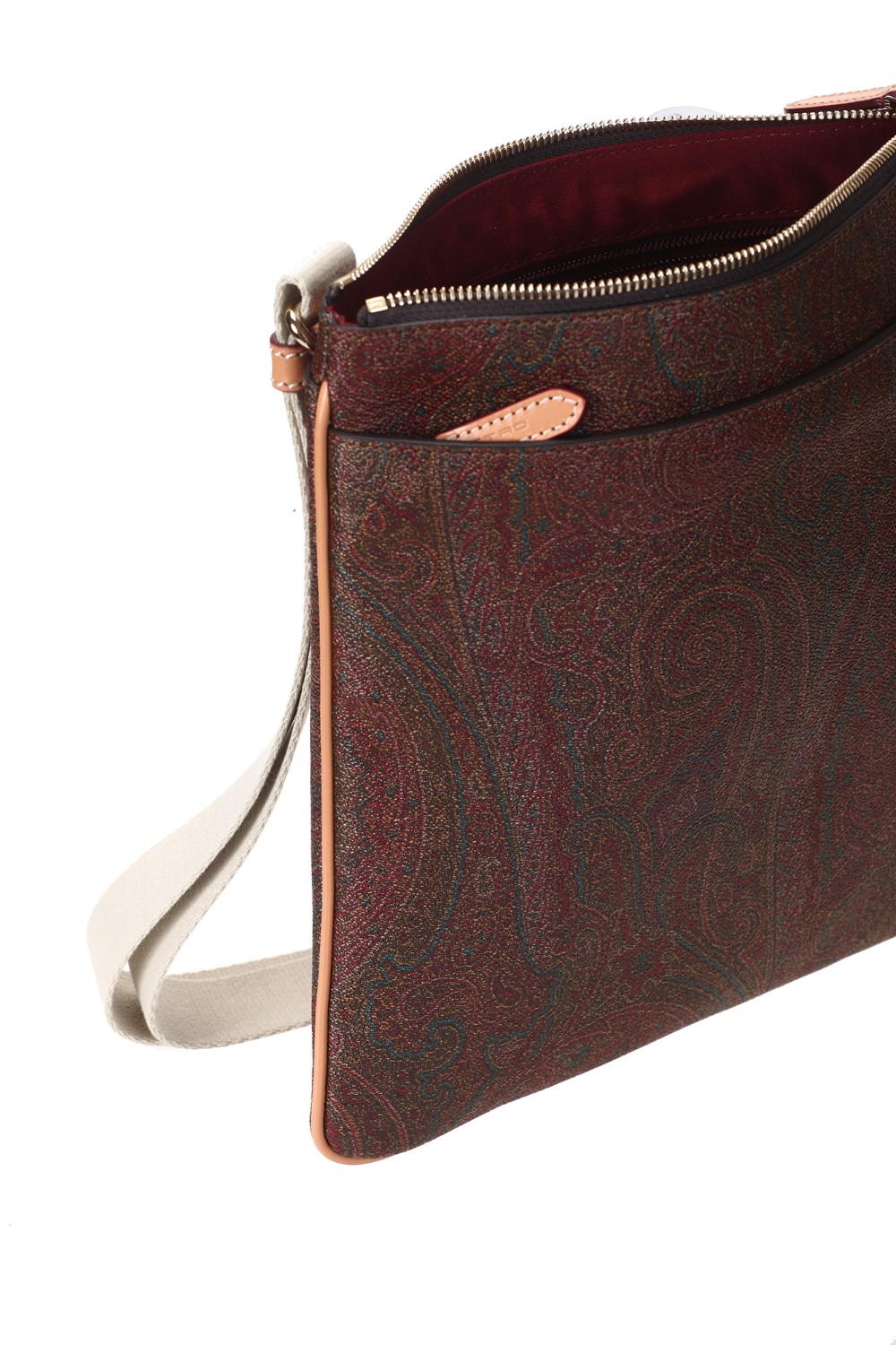 shop ETRO  Tracolla: Etro borsa a tracolla realizzata nell'iconico tessuto Paisley jacquard.
Manico in pelle (altezza: 21 cm).
Tasca interna con cerniera.
Tasca esterna con cerniera.
Chiusura con zip.
Fodera in tessuto logato ETRO, (66% cotone 34% poliestere).
Dimensioni: 26 x 27 cm.
Composizione esterna: 76% cotone 24% poliestere.
Composizione nastro: 95% poliestere 5% poliammide.
Finiture: 100% pelle di vitello.
Made in Italy.. 0H757 8007-0600 number 2140298